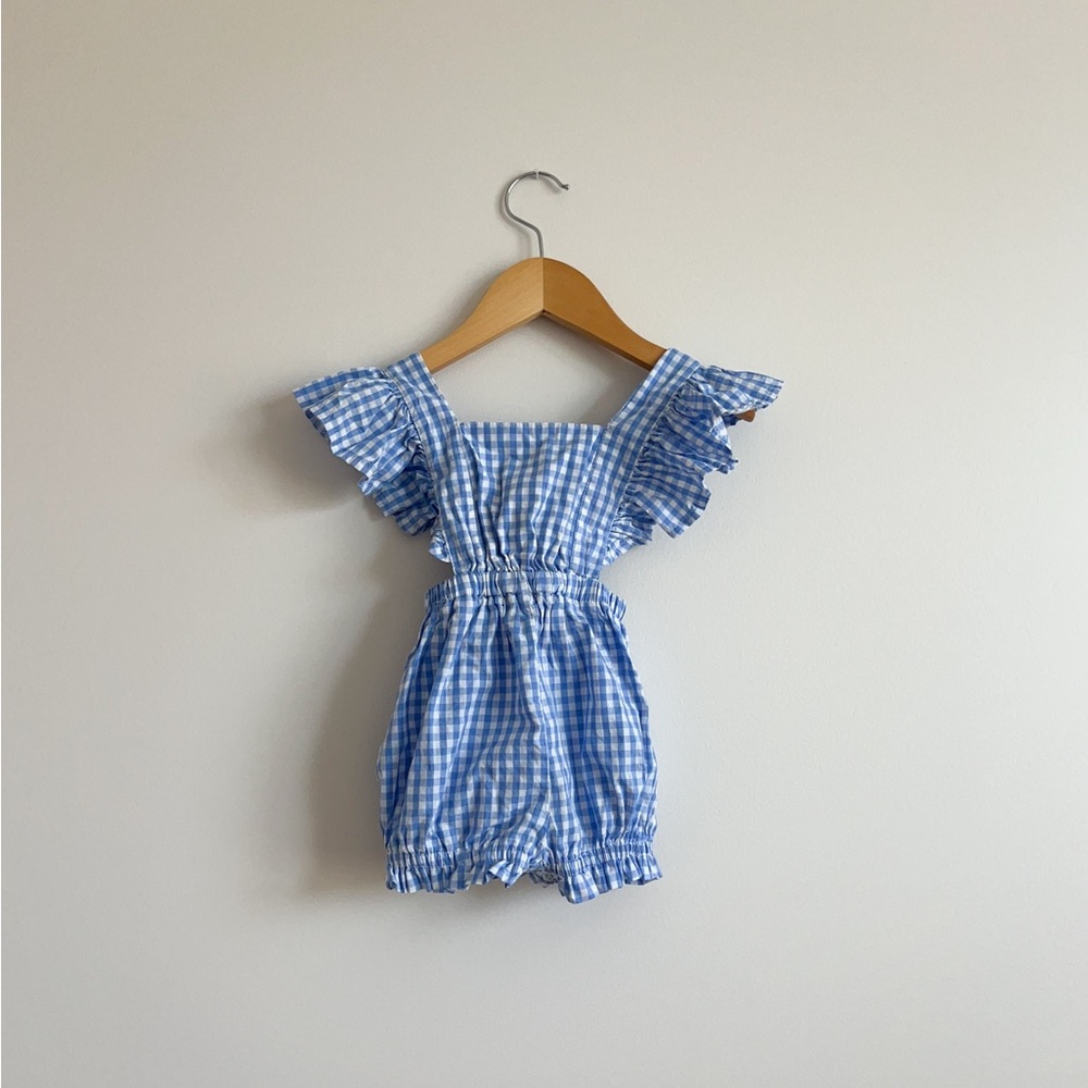 Blue Gingham Kids Romper